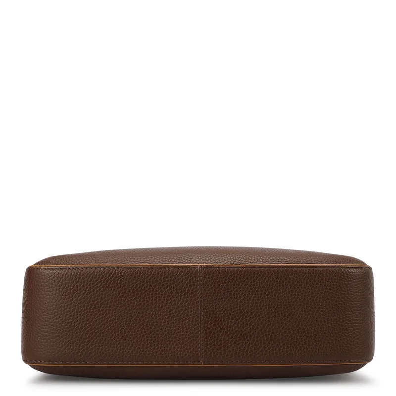 Da Milano Mocha Medium Wax Leather Hobo - Mocha for Women | Best Price UAE